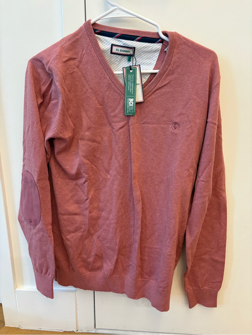 El Ganso Men's V-Neck Sweater in Dusty Rose